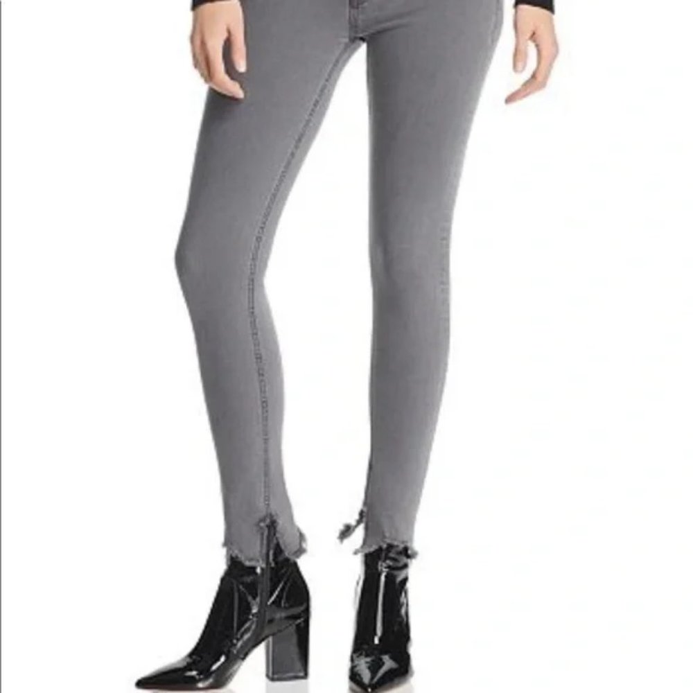 Womens Rag & Bone Alma Gray Cate Mid-Rise Ankle Skinny Denim Jeans 27 *